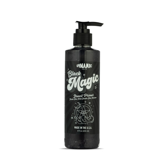 Dynamic Color Co Black Magic stencil primer on skin for lasting transfers