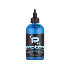 Dynamic Color Co Proton stencil primer gel in blue bottle enhances stencil clarity for precise tattoo work.