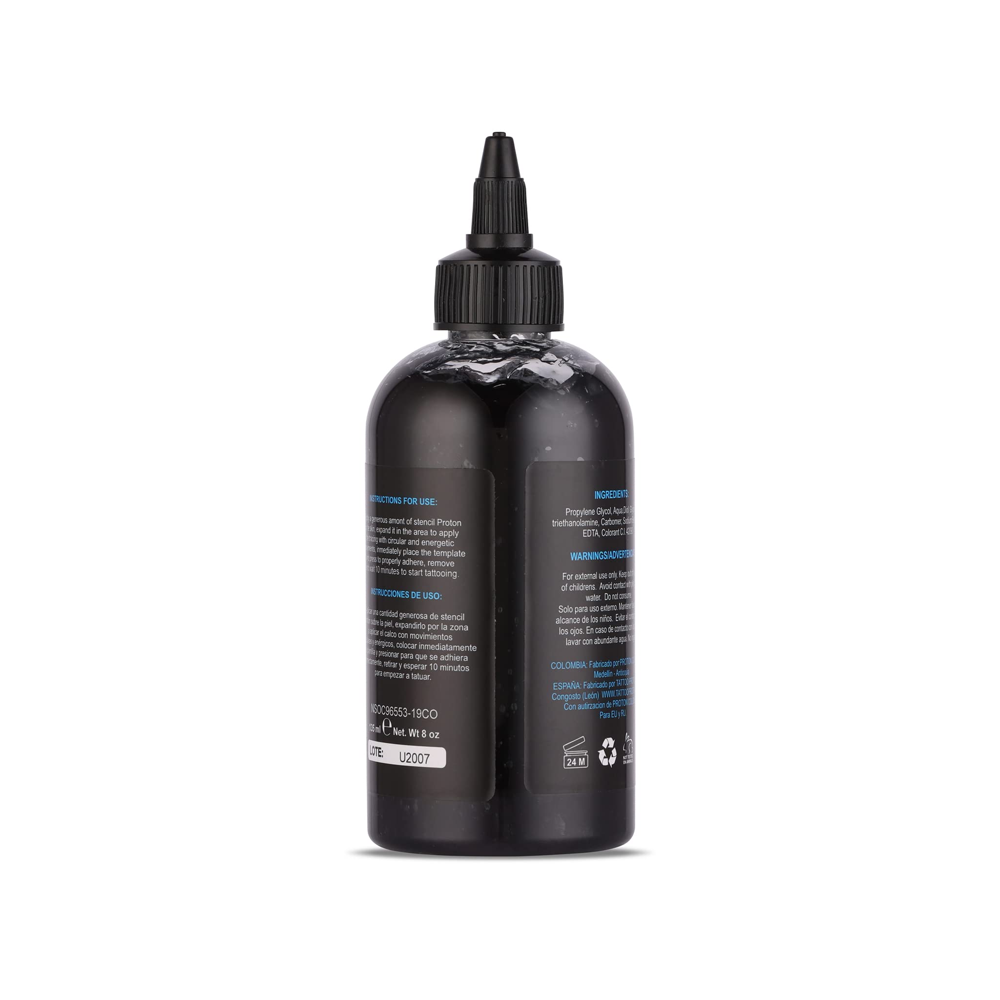 Dynamic Color Co Proton stencil primer gel applied on skin for clean transfers.