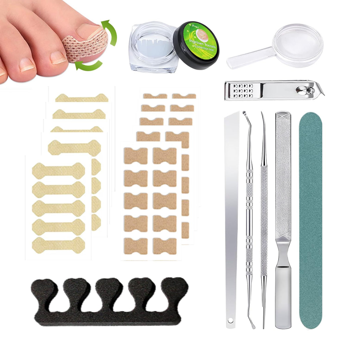 Dynaxor ingrown toenail kit with magnifier for precise at-home application