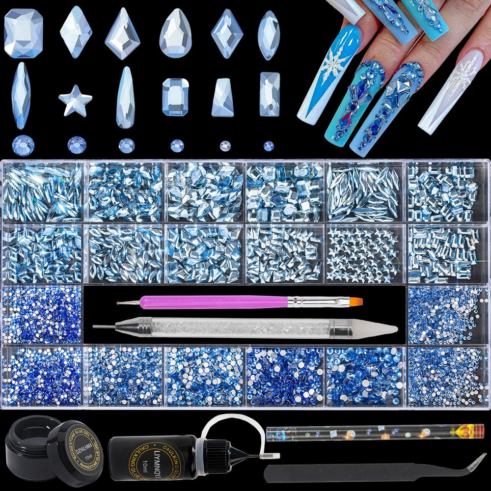DZHILHMX nail rhinestones light blue 4300pcs shine brilliantly for stylish nails.