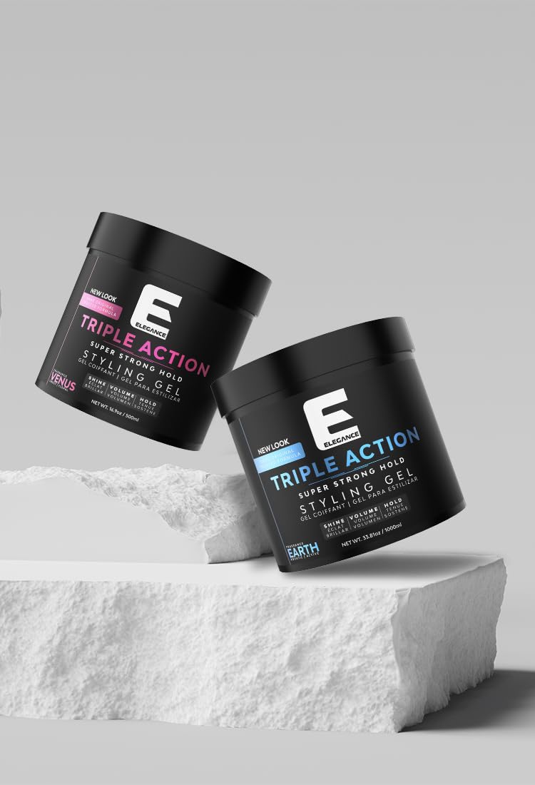 E Elegance Earth Fragrance hair gel suitable for all hair types and lifestyles.