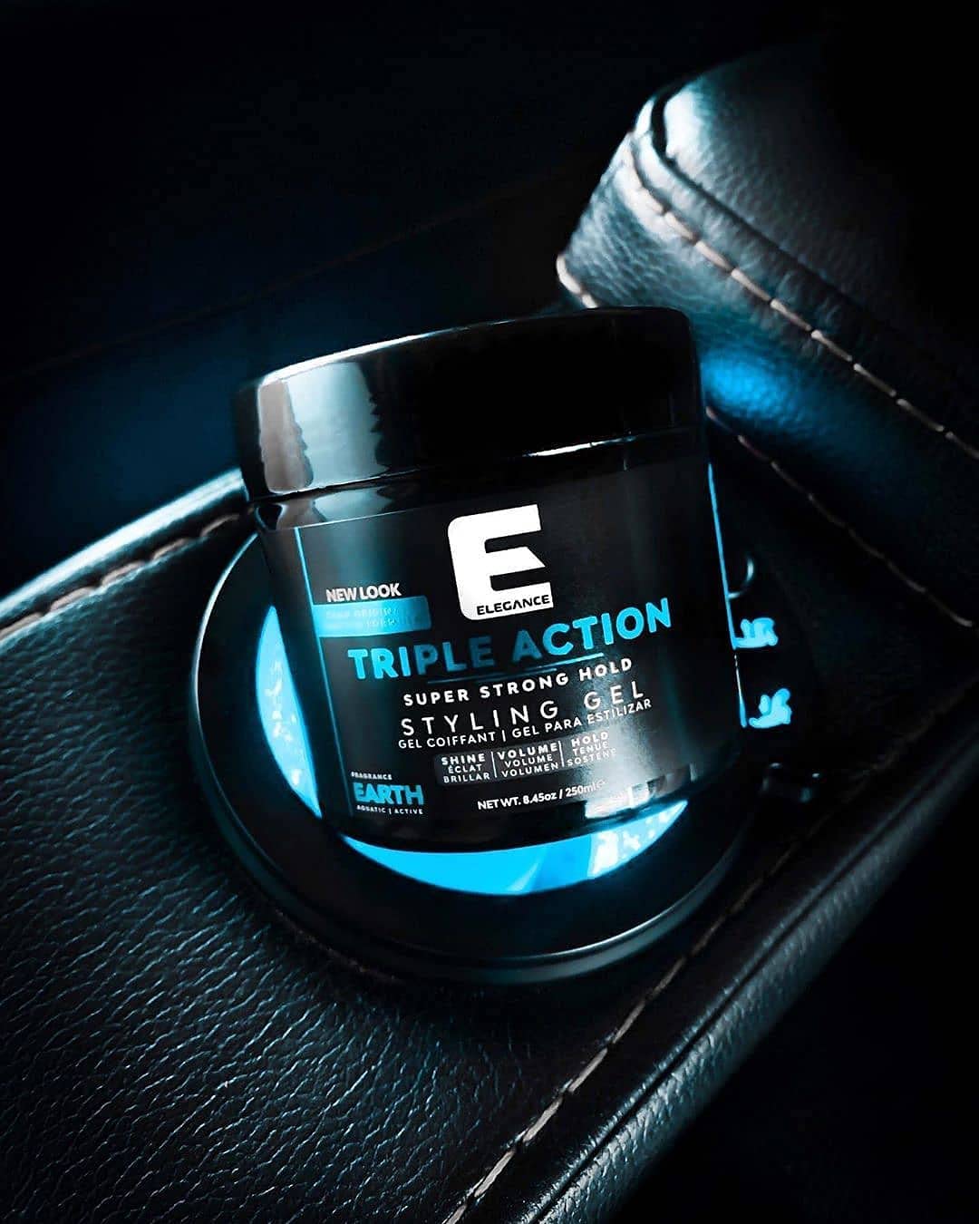 E Elegance Earth Fragrance hair gel delivers long lasting shine and glow.
