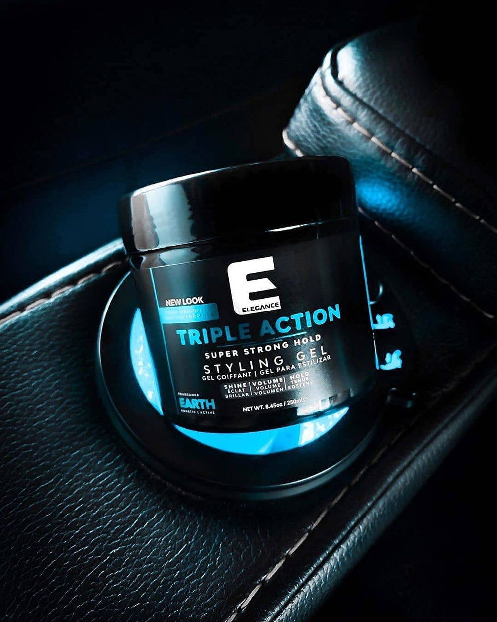 E Elegance Earth Fragrance hair gel delivers long lasting shine and glow.
