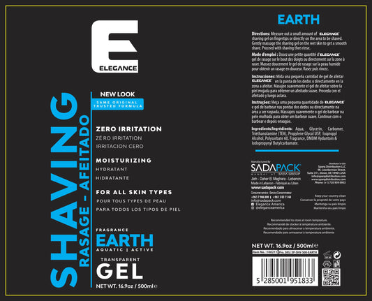 E Elegance transparent shaving gel enhances visibility during shaving for accurate blade passes