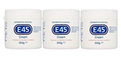 E45 cream close-up texture shows rich moisturisation for dry skin.