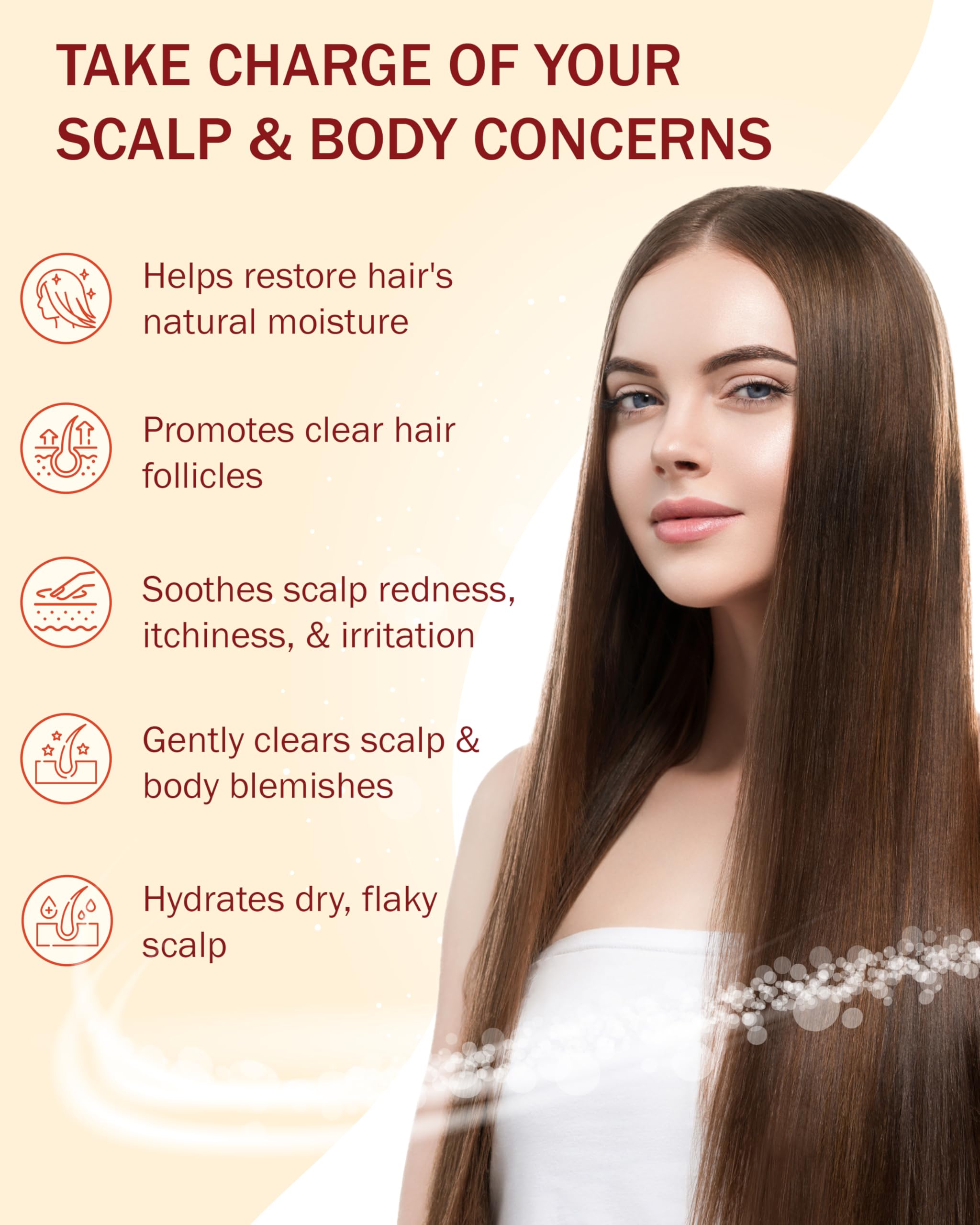 e70 Folliculitis Serum application demonstrates easy, leave-on care from root to tip