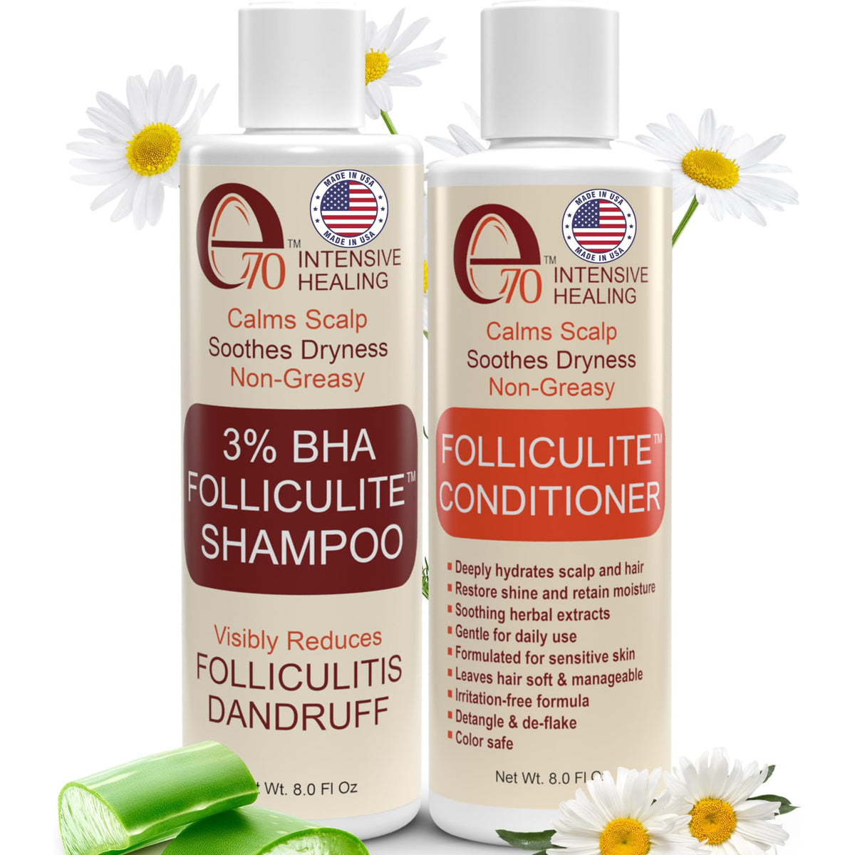 e70 Folliculitis Shampoo bottle front for daily scalp renewal