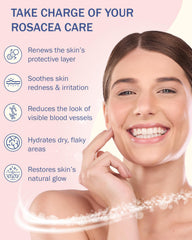 e70 Rosacea Solve Serum being applied to clean skin for calmer complexion.