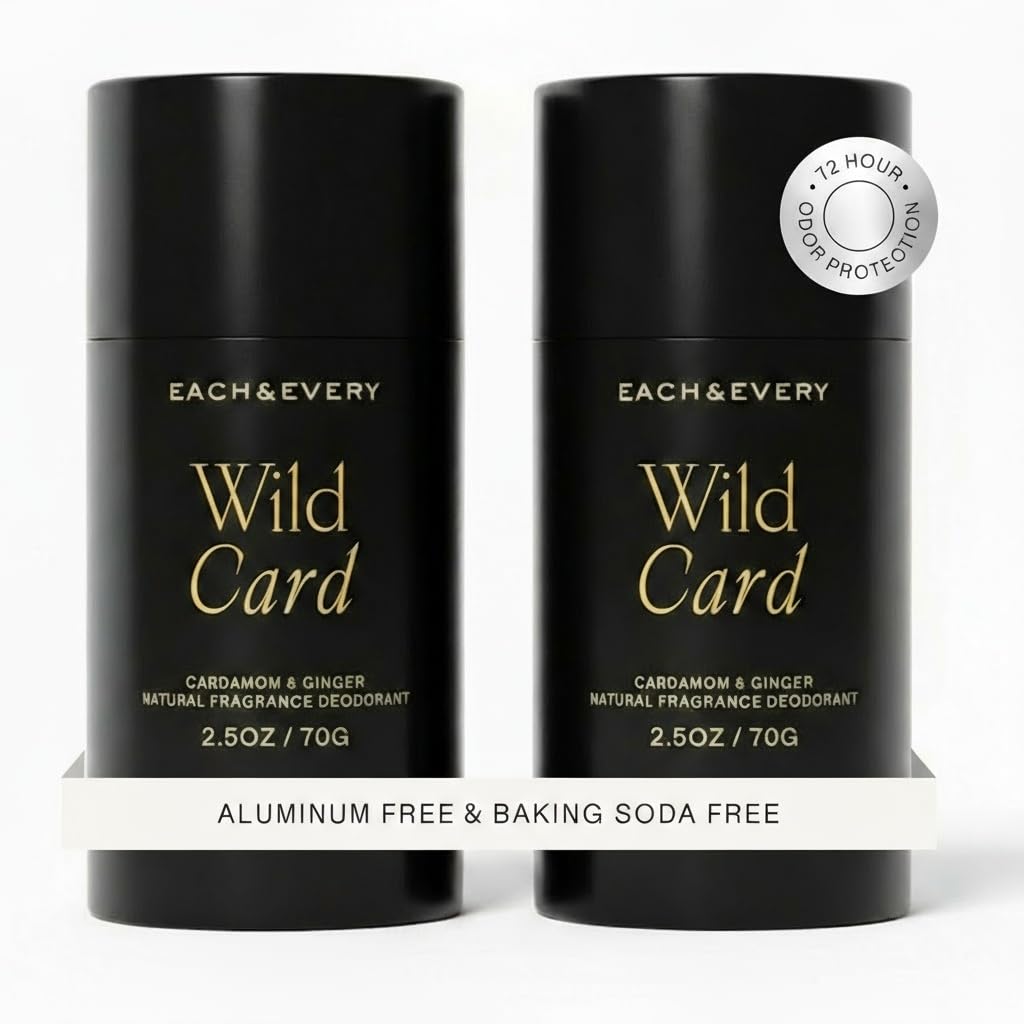 Each & Every deodorant bottle shows cardamom-ginger fragrance for all-day freshness.