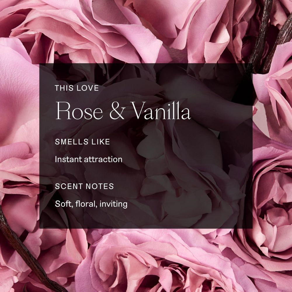 Each & Every rose-vanilla scent with natural fragrance cues