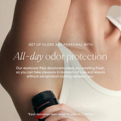 Each & Every cedar-vanilla application close-up with fresh scent.