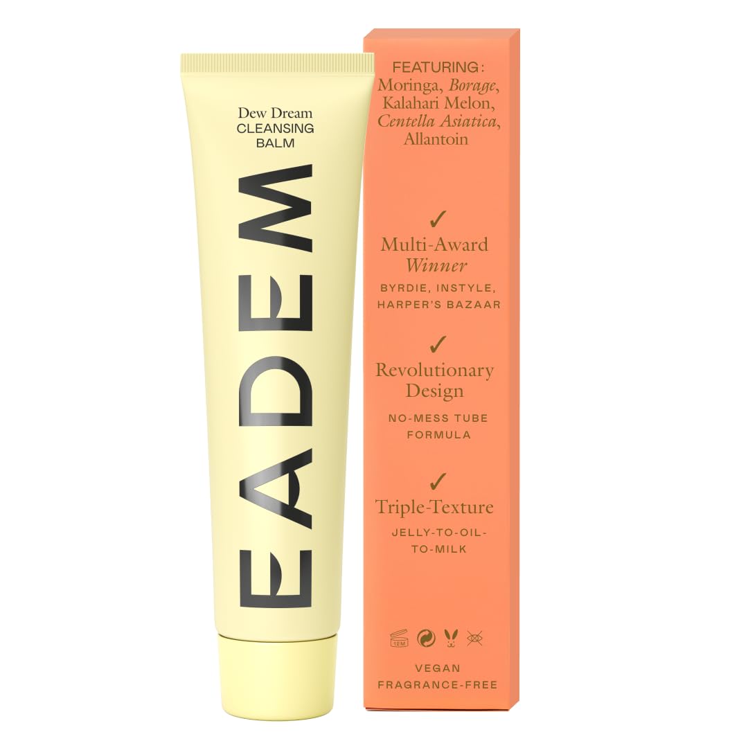 EADEM Dew Dream cleansing balm in a jar showing creamy texture for gentle makeup removal