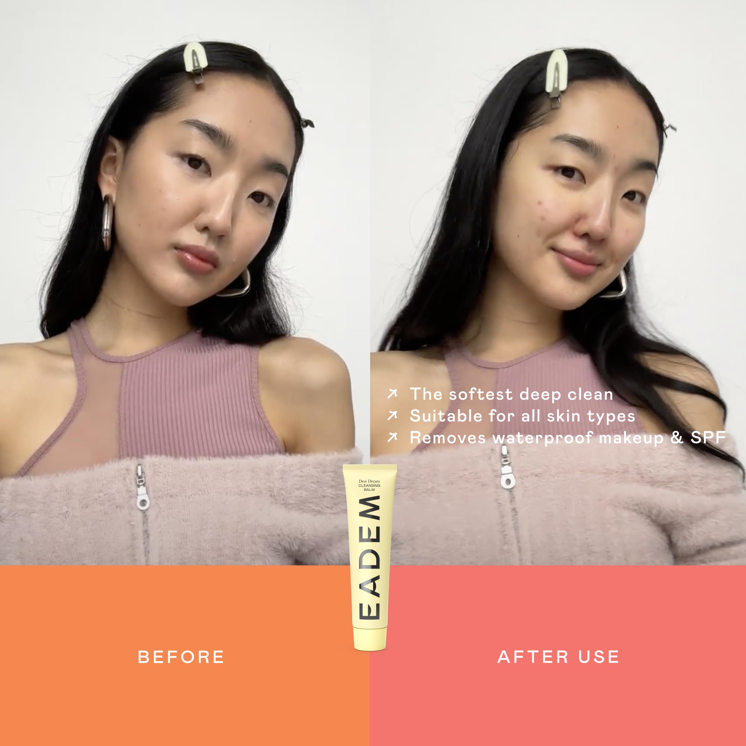 EADEM Dew Dream rinsing-milk moment demonstrates easy rinse-off after makeup