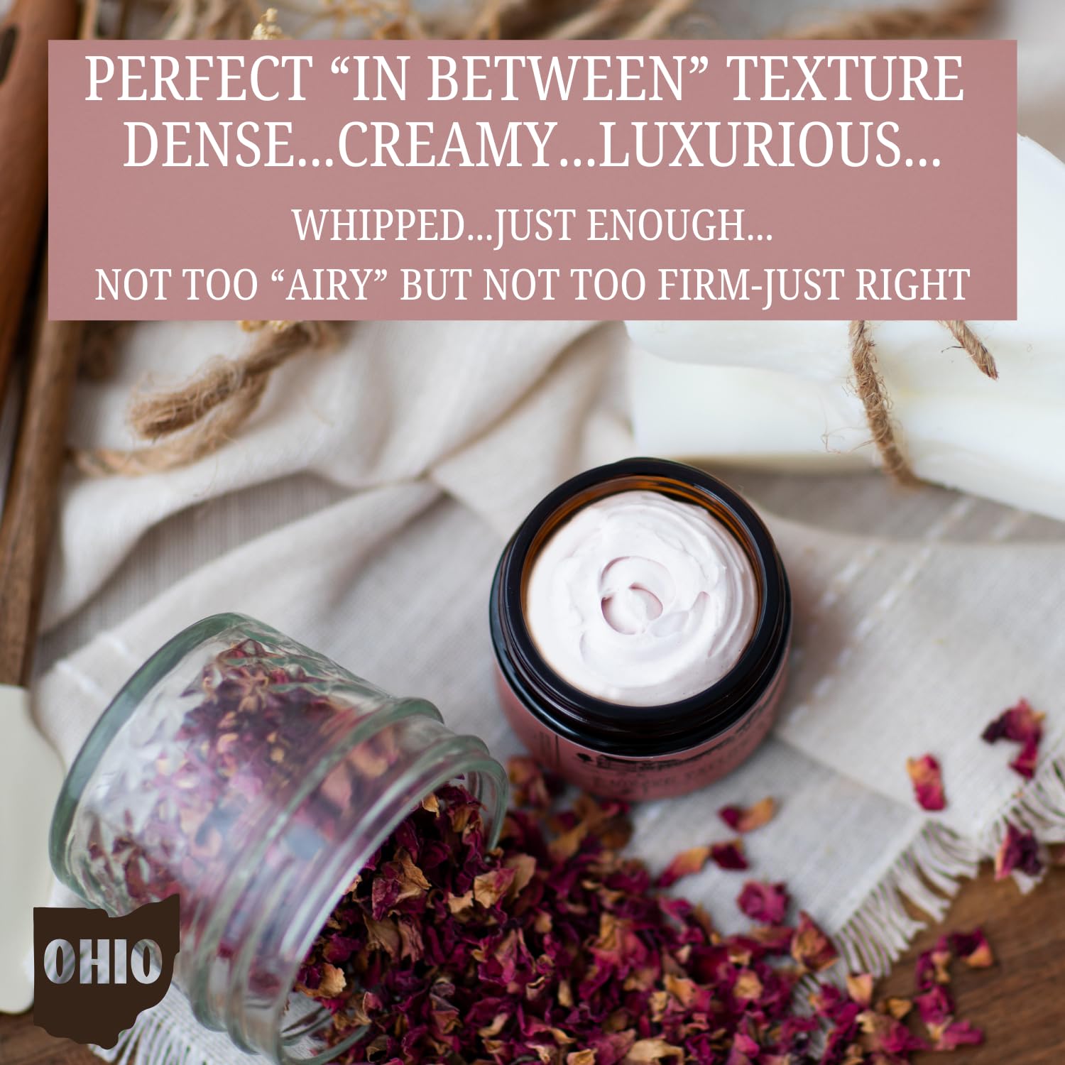 EAP ACRES rose powder accents a natural blush tone in the balm.