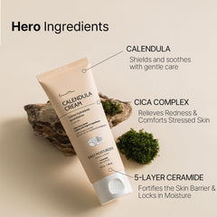 Gentle calendula cream on a baby face illustrates safe daily moisturization for all ages