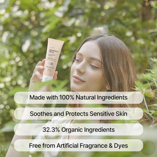 Closeup shows texture of Earnest Mom Calendula Cream delivering non-oily, fast-absorbing moisture