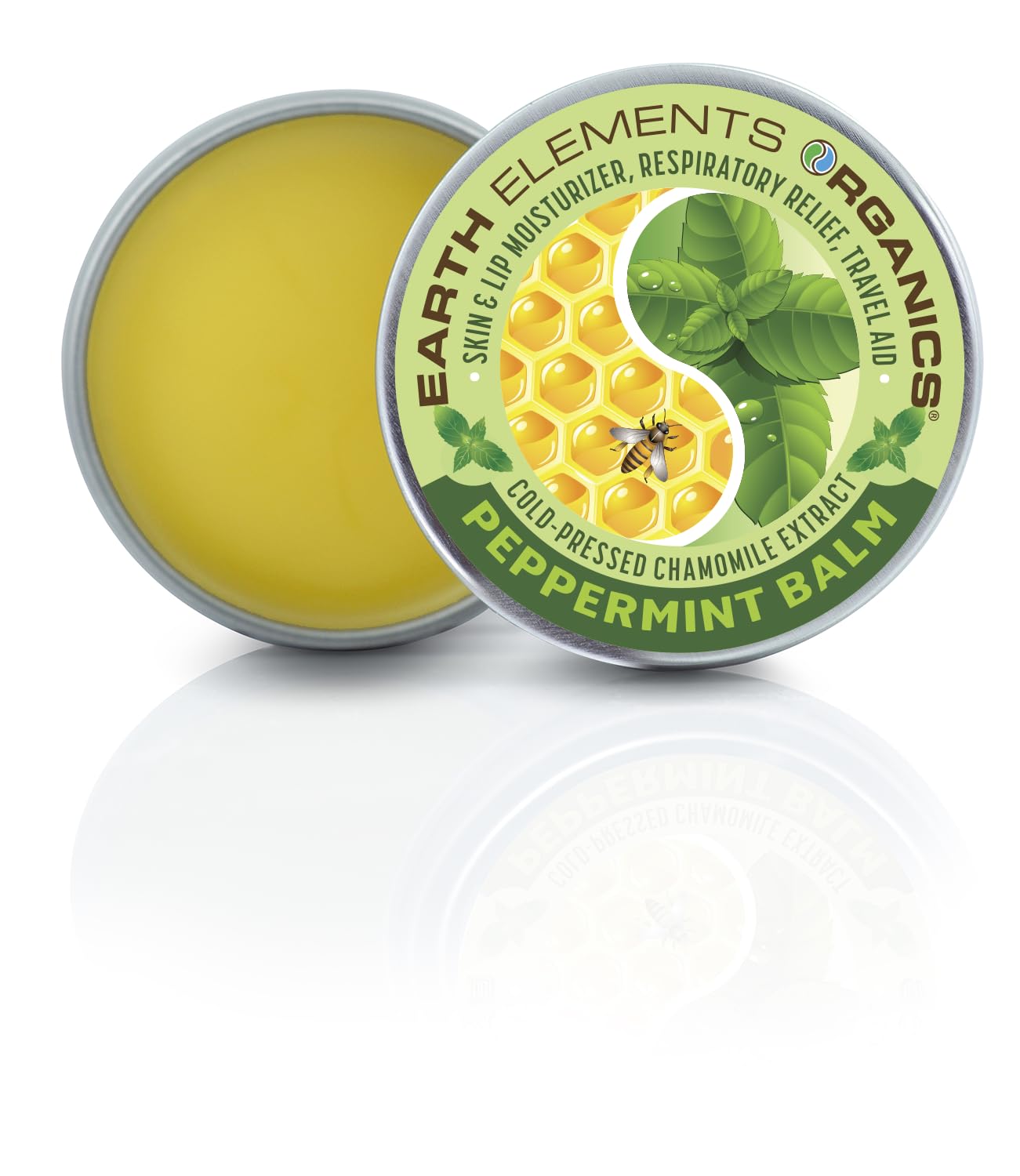 Earth Elements Organics Peppermint Chamomile Balm bottle ready for on-the-go soothing.