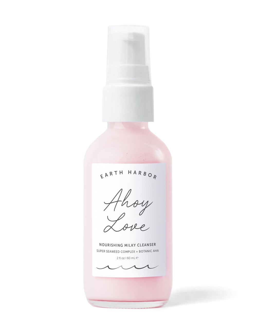 Earth Harbor AHOY LOVE cleanser bottle showing gentle cleansing and hydration.
