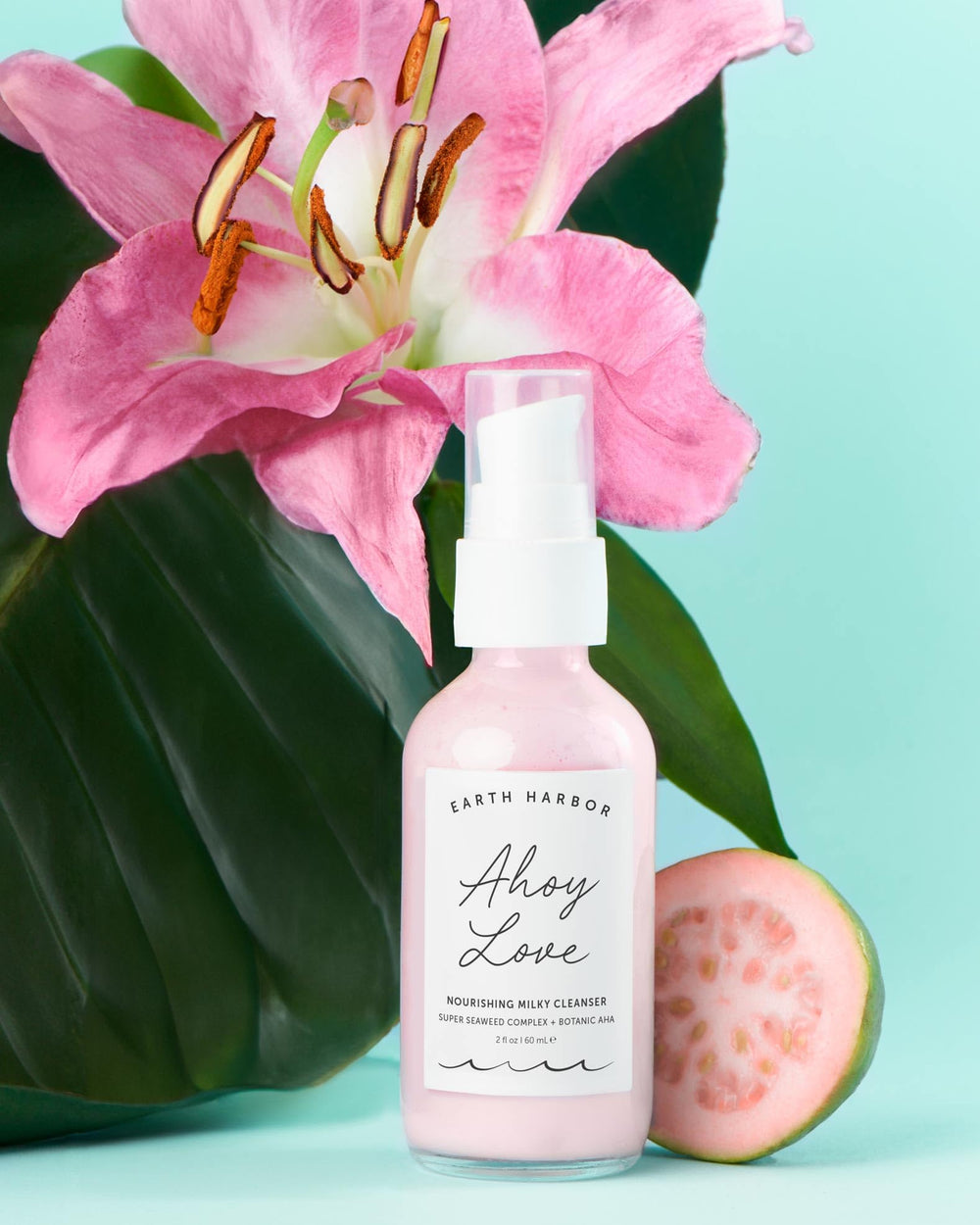 Earth Harbor AHOY LOVE packaging and label shot for vegan, cruelty-free skincare.