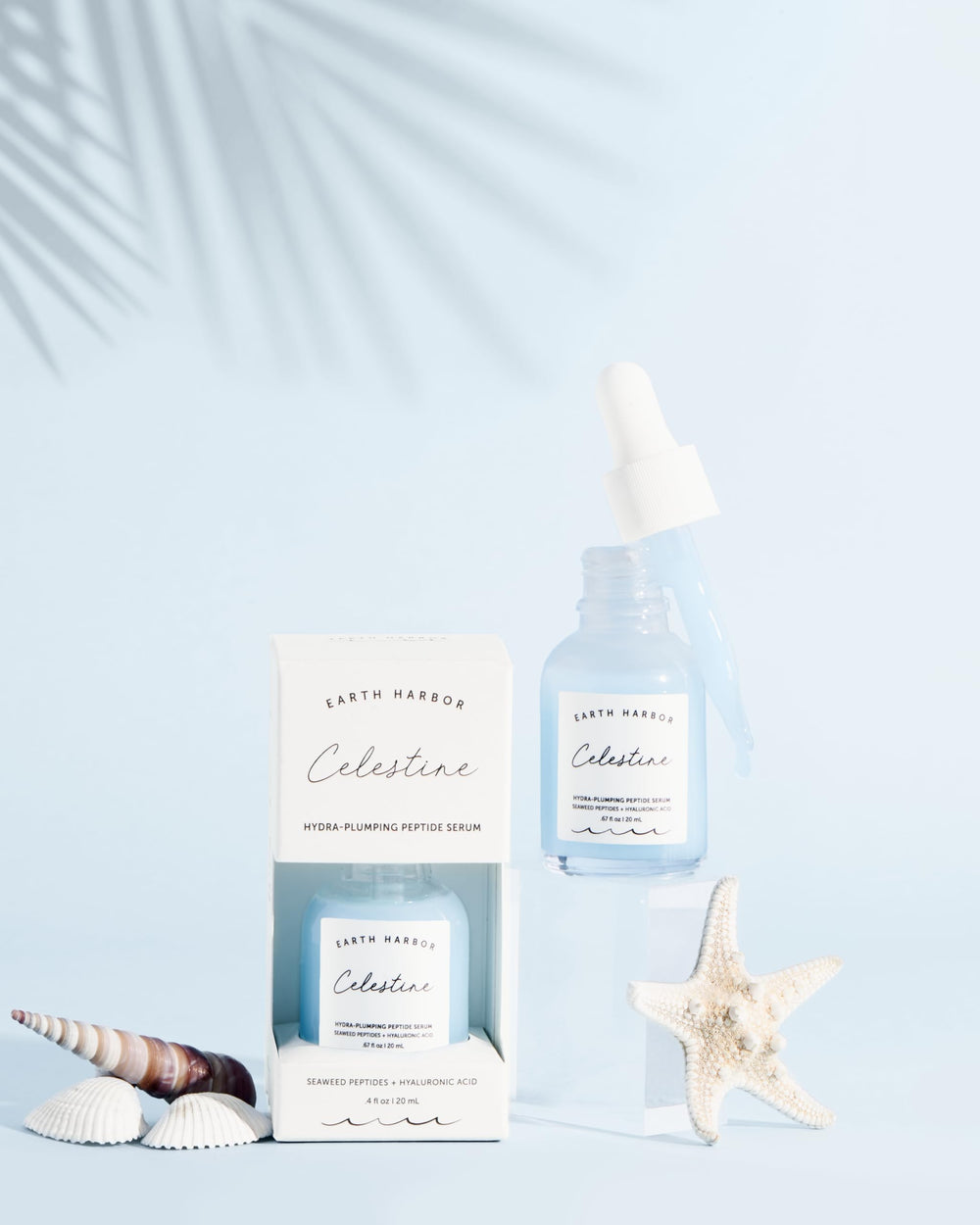 Earth Harbor Celestine Serum bottle pump delivering controlled hydration