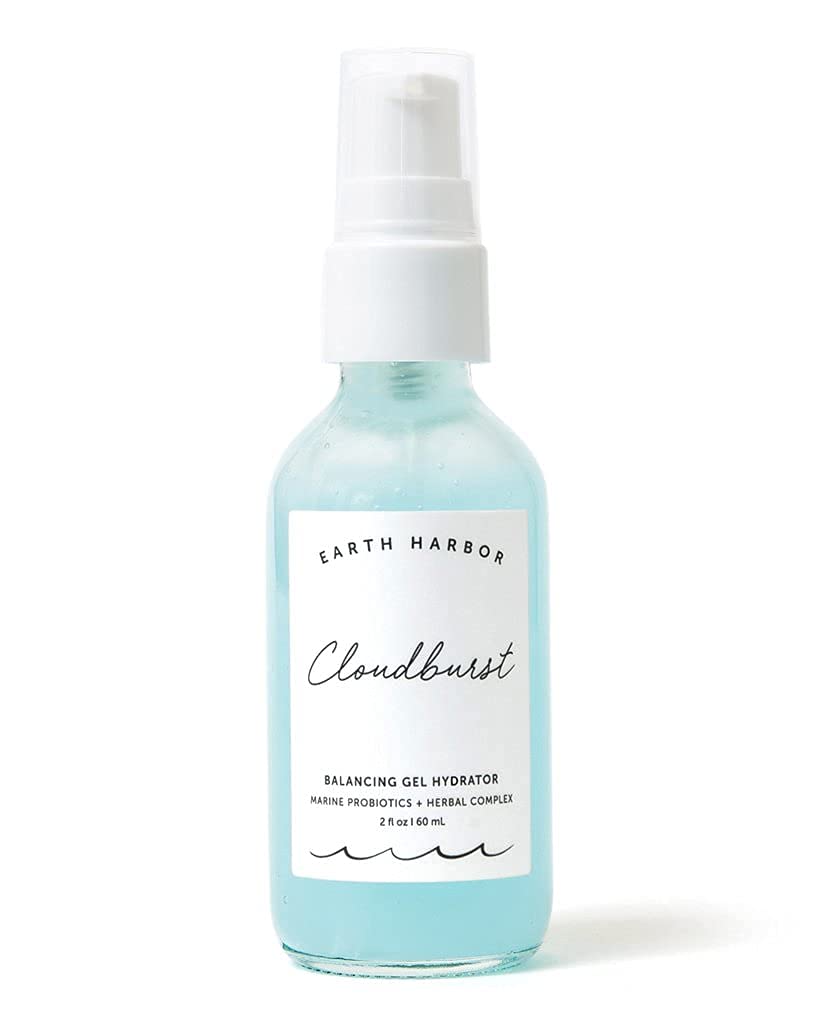Earth Harbor Cloudburst bottle pour showing light hydration for daily use