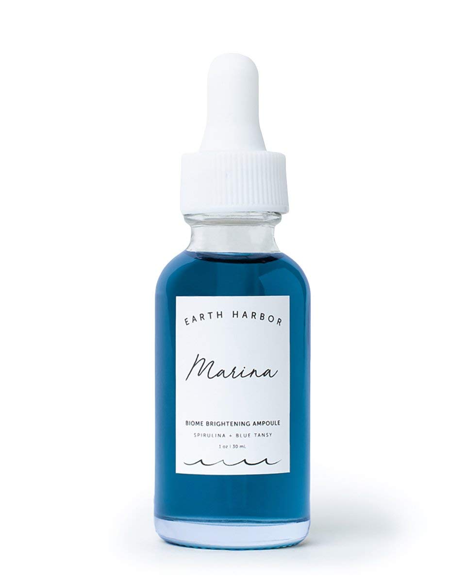 Earth Harbor Marina Biome Brightening Ampoule bottle showing daily brightening application