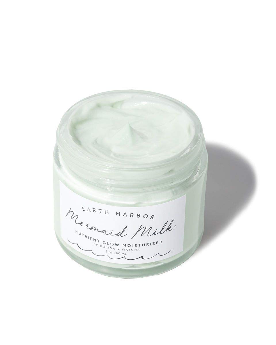 Earth Harbor Mermaid Milk jar texture highlights creamy, non-greasy feel for skin