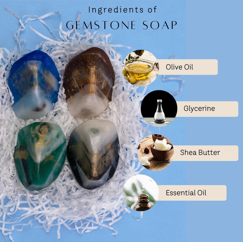 Earth & Home gemstone soap green jade reveals crystal inside after use