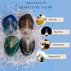 Earth & Home gemstone soap green jade reveals crystal inside after use