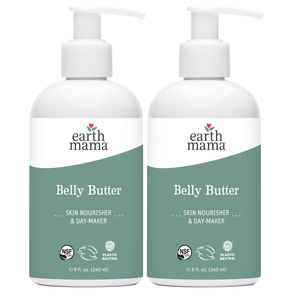 Earth Mama Belly Butter bottle for fragrance-free daily hydration.