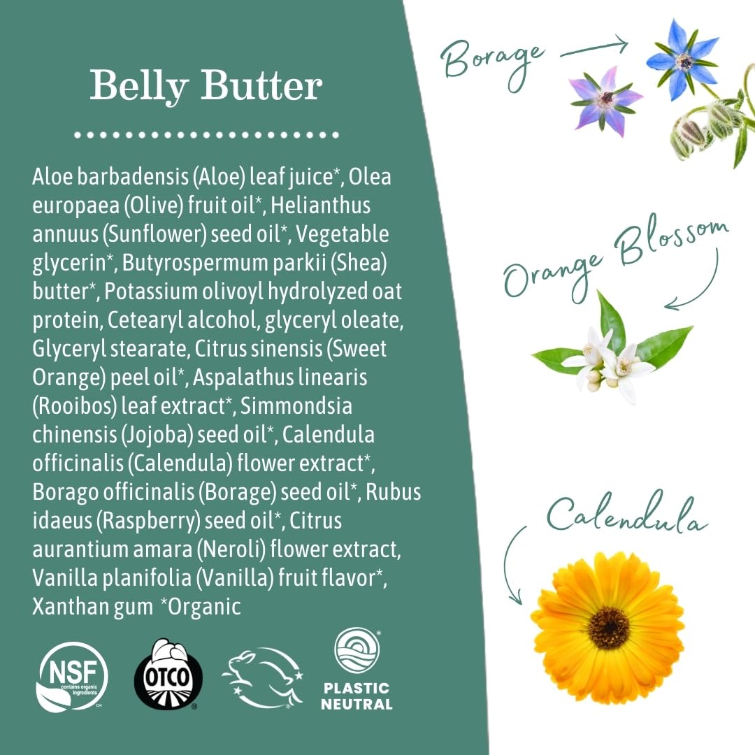 Packaging with NSF/ANSI 305 and Leaping Bunny seals on Earth Mama Belly Butter.