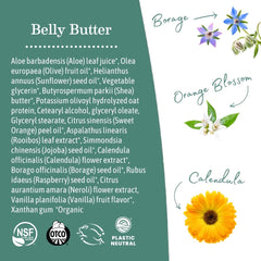 Packaging with NSF/ANSI 305 and Leaping Bunny seals on Earth Mama Belly Butter.