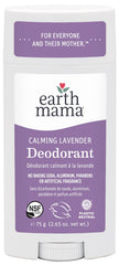 Earth Mama Calming Lavender Deodorant bottle close-up highlighting lavender scent for sensitive skin.
