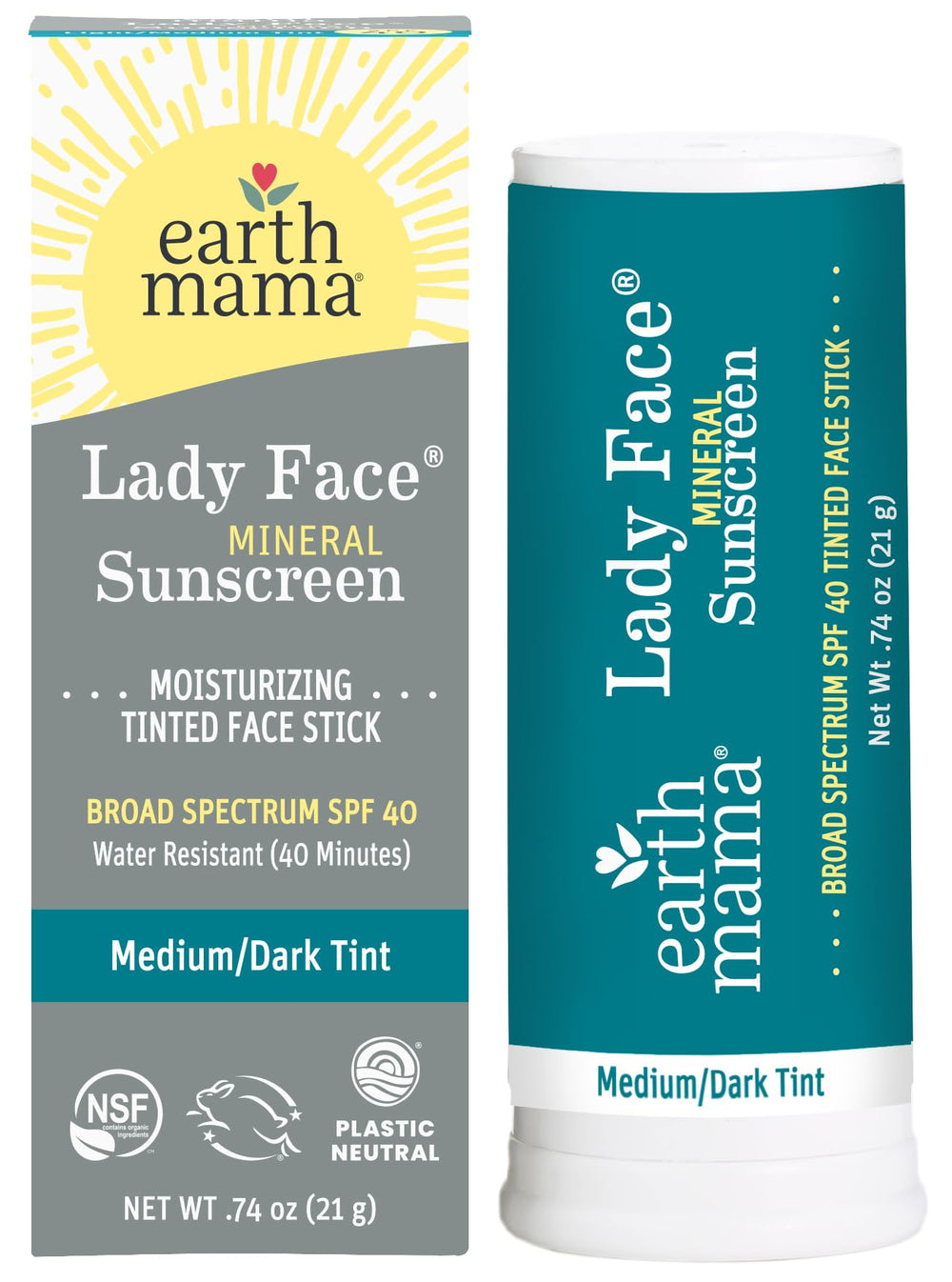 Earth Mama Lady Face sunscreen stick suitable for the whole family.