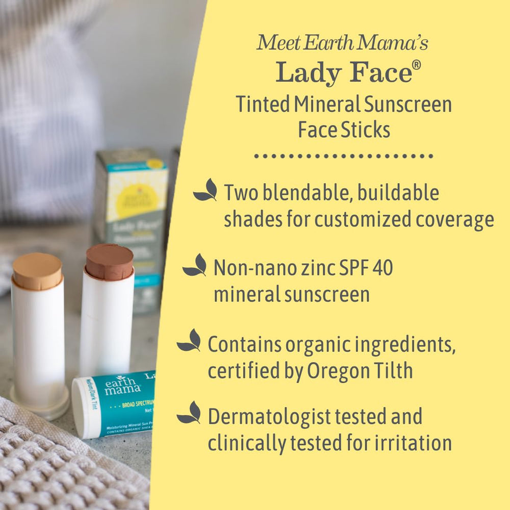 Earth Mama Lady Face with shea butter delivers hydrating glow.
