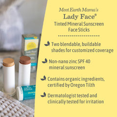 Earth Mama Lady Face with shea butter delivers hydrating glow.