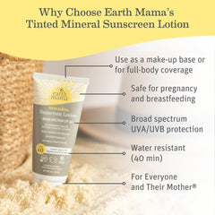 Earth Mama SPF40 tinted sunscreen application for daily use