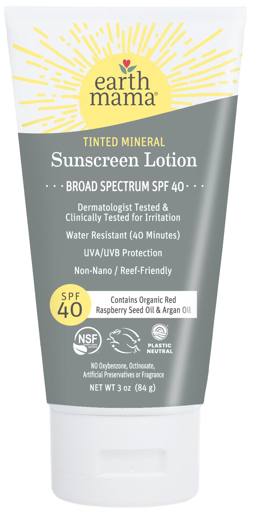 Earth Mama tinted mineral sunscreen tube pour shows smooth, even coverage for sun protection