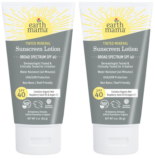 Earth Mama tinted-mineral-sunscreen-tube showing sheer color and easy squeeze design