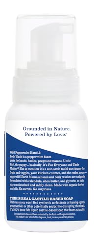 Earth Mama Wild Peppermint bottle with pump, no artificial fragrance for gentle cleanse
