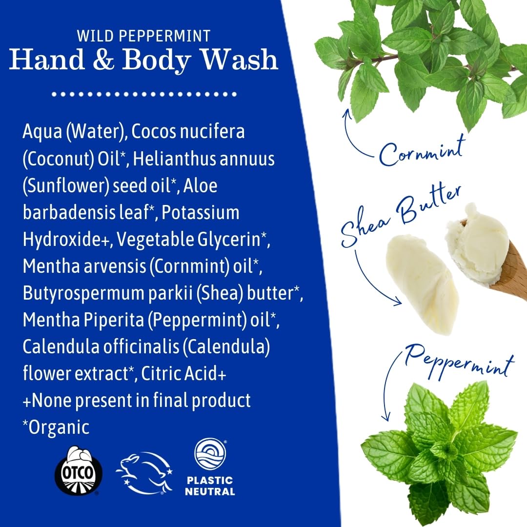 Foaming pump feature of Earth Mama Wild Peppermint wash for easy use