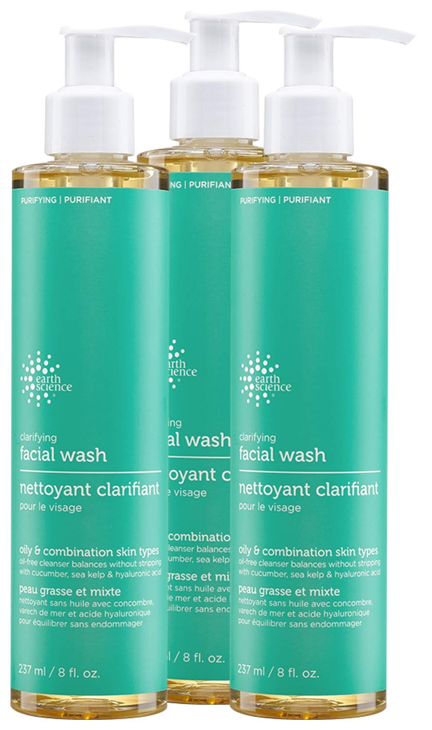 Earth Science Gentle Clarifying Face Wash bottle pour for easy daily dispensing