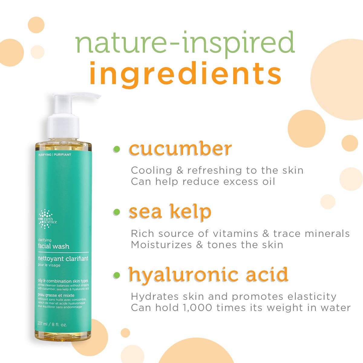 Earth Science Gentle Clarifying Face Wash ingredients cucumber and aloe balance skin