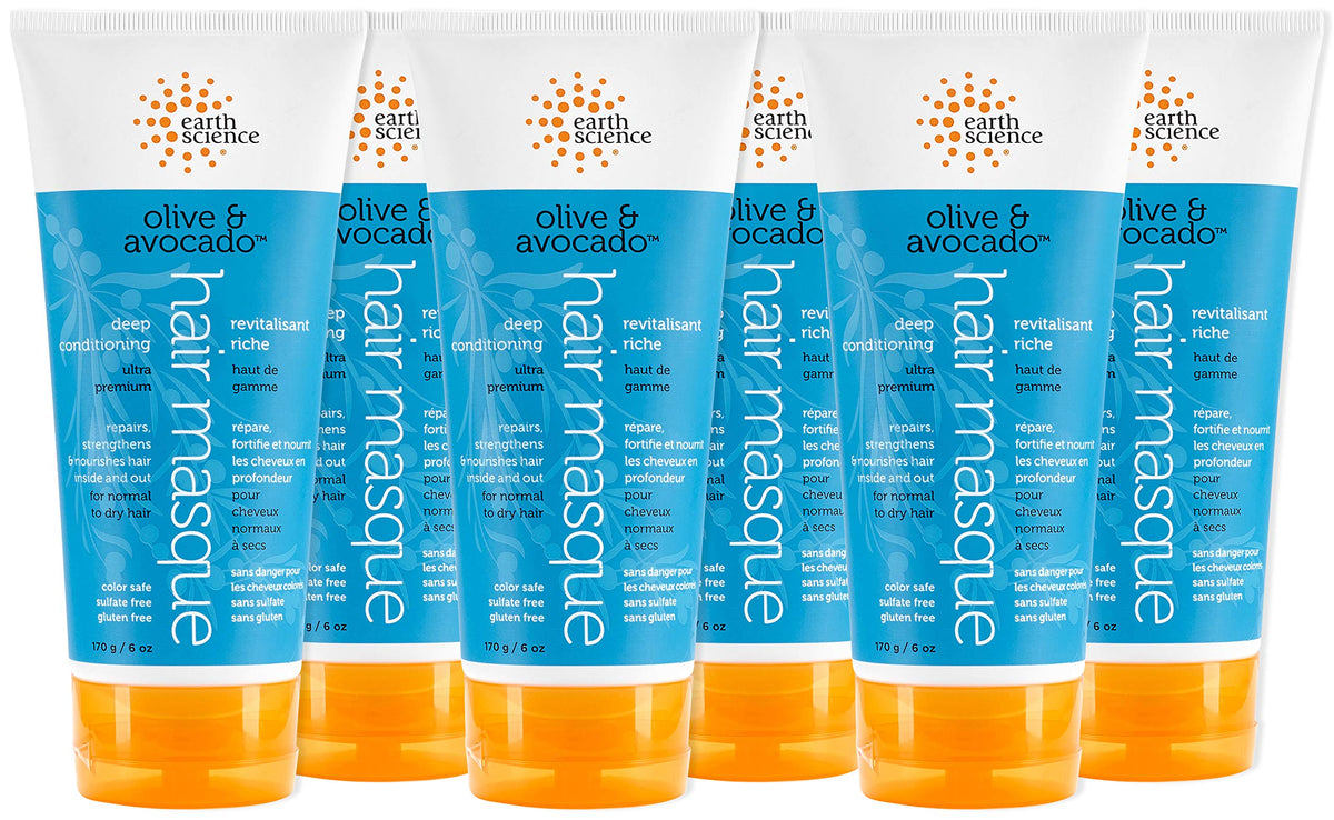 Earth Science Olive and Avocado Masque packshot shows nourishing conditioning for dry hair