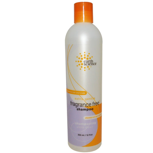 Earth Science Pure Essentials Shampoo Fragrance Free bottle, gentle cleansing for sensitive scalps.