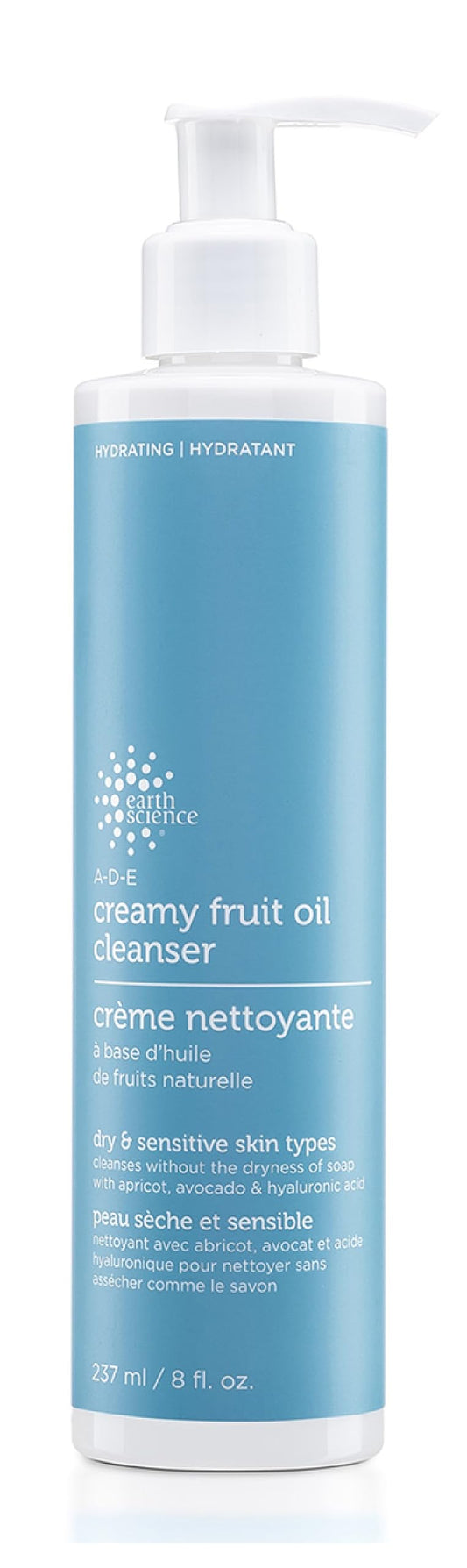 Earth Therapeutics A-D-E Creamy Fruit Oil Cleanser bottle for gentle cleansing on dry and normal skin.