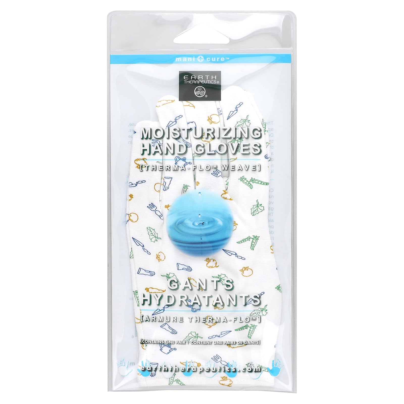 Earth Therapeutics Beauty Gloves Garden Print front view for overnight moisture absorption