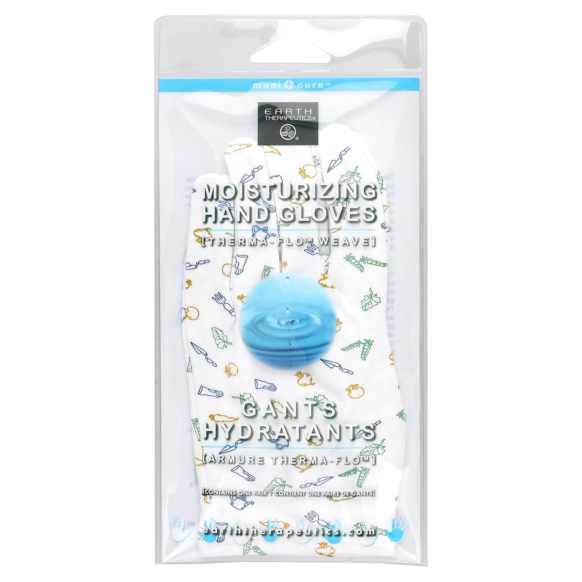 Earth Therapeutics Beauty Gloves Garden Print front view for overnight moisture absorption