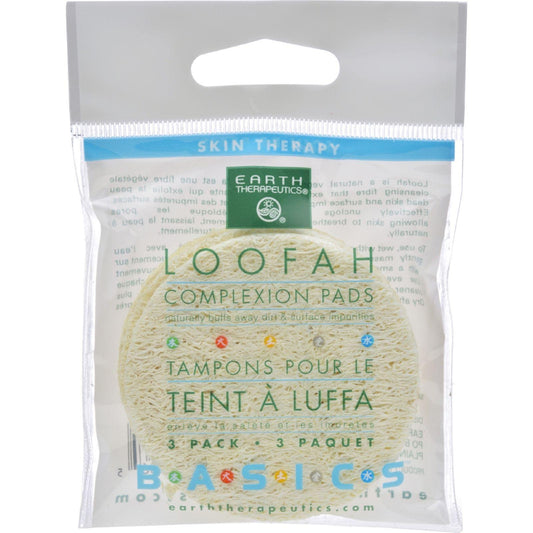 Earth Therapeutics loofah complexion pads provide gentle exfoliation and skin massage